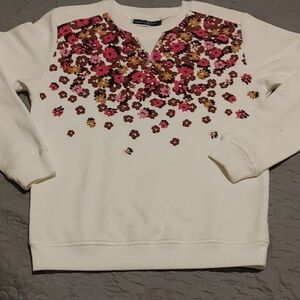 Karen Scott Floral Sweatshirt in Pink and Brown Sz PP